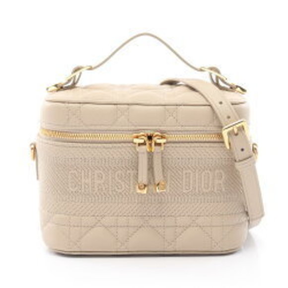 Dior DIORTRAVEL Vanity Cannage Handbag Leather Beige - Picture 1 of 6